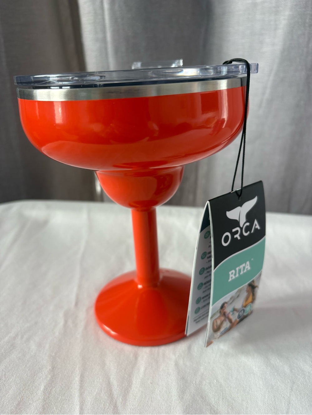 NWT Vibrant Persimmon Orange ORCA Rita Insulated Stainless Steel Margarita Glass